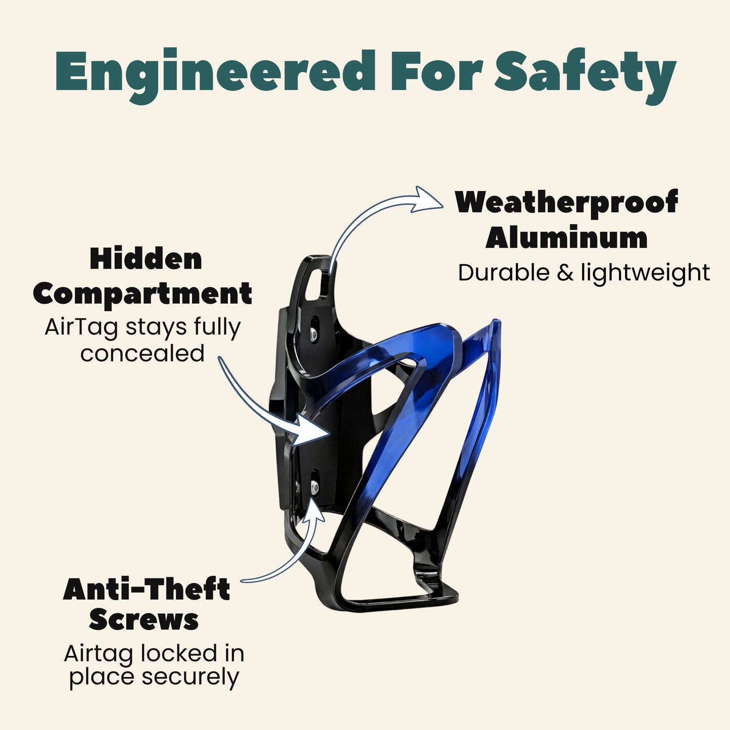 Hidden AirTag Bike Bottle Cage - Stealth Anti-Theft GPS Mount