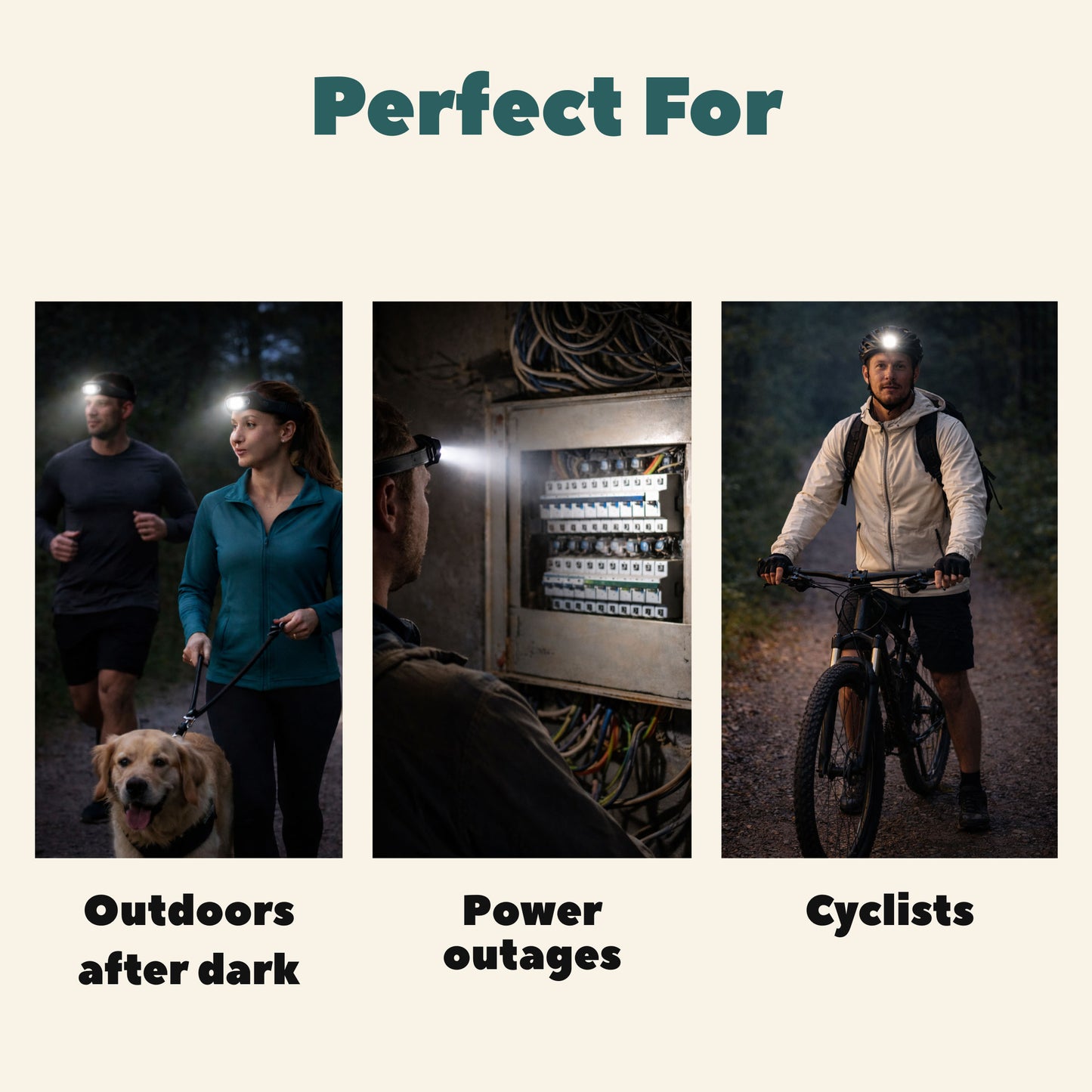 Wide-Beam Headlamp - Waterproof, Motion Sensor, Rechargeable